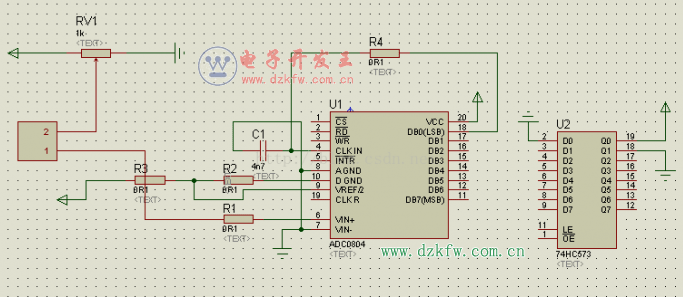 ADC0804的电路图仿真