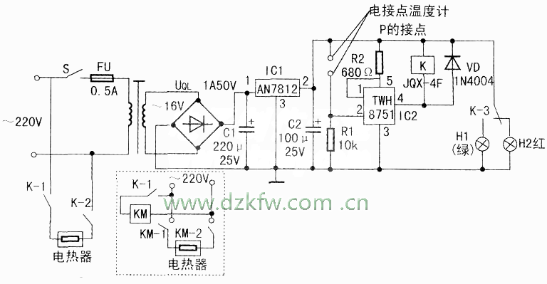 稳定可靠的恒温控制装置,恒温控制电路图