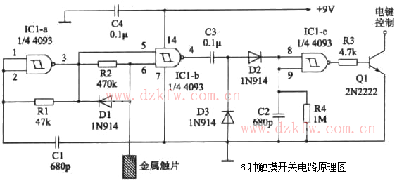 触摸开关电路原理图