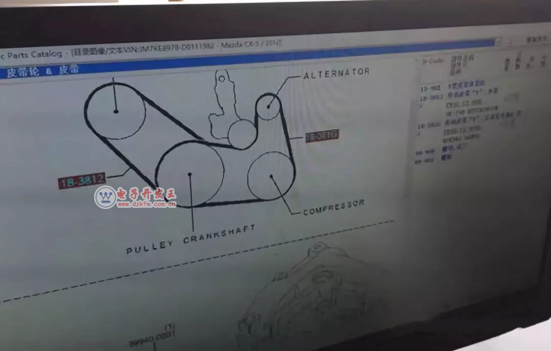 汽车发动机皮带的安装结构图