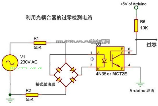 使用光耦合器检测交流电源的过零