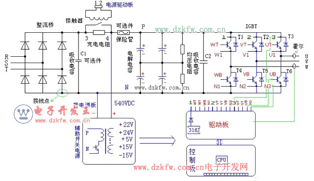 变频器主电路图及控制电路