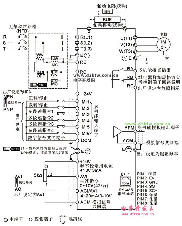 DELTA台达VFD-EL变频器接线图和接线说明