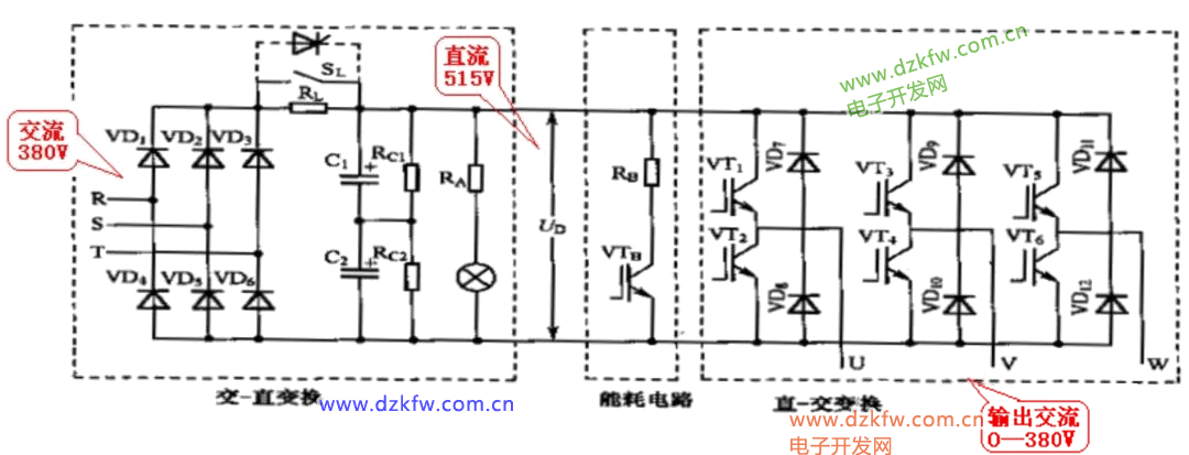 变频器内部结构主电路简化