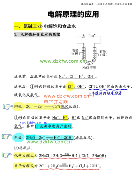 电解原理的应用,电解氯气反应详解